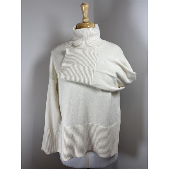 Banana Republic Funnel Neck Wide Sleeve Wool Blend Oversize Minimalist Sweater S - Picture 5 of 10